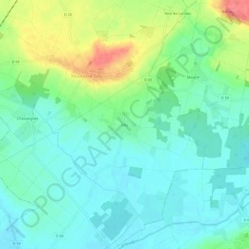 Topografische Karte Silly, Höhe, Relief