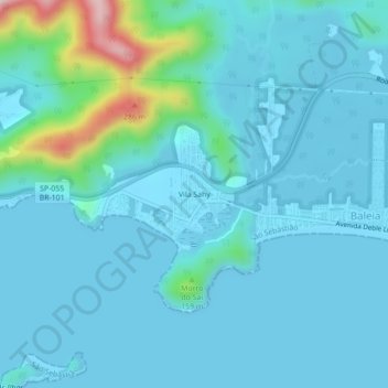 Topografische Karte Vila Sahy, Höhe, Relief