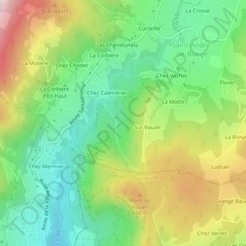 Topografische Karte Vouan, Höhe, Relief