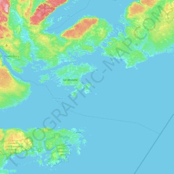 Topografische Karte Petit-de-Grat Island, Höhe, Relief