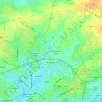 Topografische Karte Le Lignon, Höhe, Relief