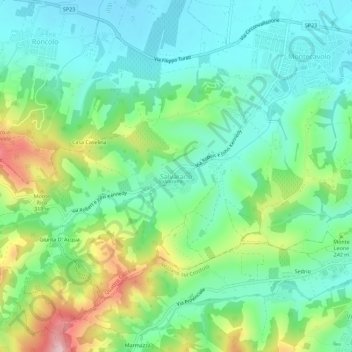 Topografische Karte Salvarano, Höhe, Relief