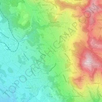 Topografische Karte Wernetshausen, Höhe, Relief