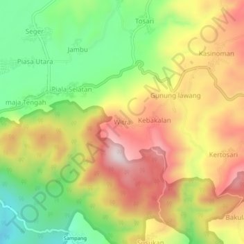 Topografische Karte Witra, Höhe, Relief