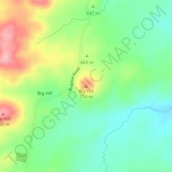 Topografische Karte Big Hill, Höhe, Relief