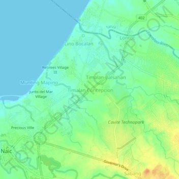 Topografische Karte Timalan Concepcion, Höhe, Relief