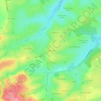 Topografische Karte Les Bernards, Höhe, Relief