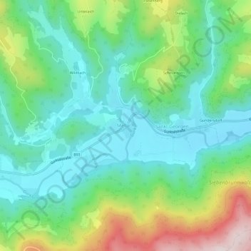 Topografische Karte Mellach, Höhe, Relief