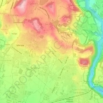 Topografische Karte Novate Brianza, Höhe, Relief
