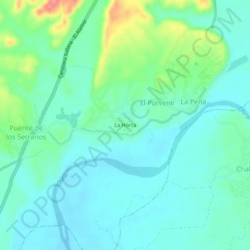 Topografische Karte La Horca, Höhe, Relief