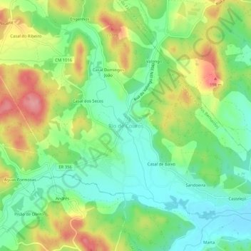 Topografische Karte Rio de Couros, Höhe, Relief