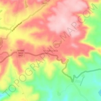 Topografische Karte Khadkipada, Höhe, Relief