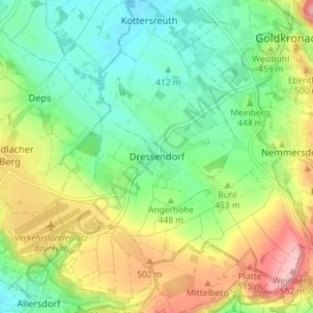 Topografische Karte Dressendorf, Höhe, Relief