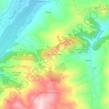 Topografische Karte Faviano Superiore, Höhe, Relief