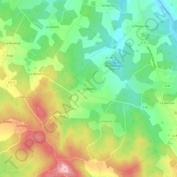 Topografische Karte La Valade, Höhe, Relief