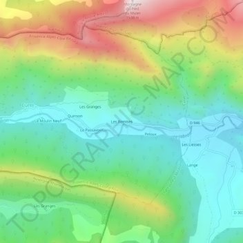 Topografische Karte Les Remises, Höhe, Relief