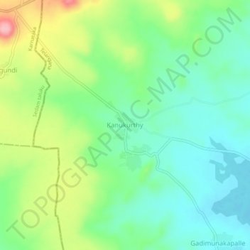 Topografische Karte Kanukurthy, Höhe, Relief