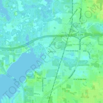 Topografische Karte Rubonia, Höhe, Relief