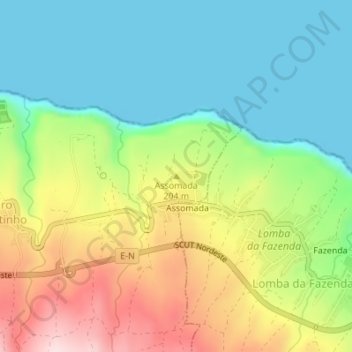Topografische Karte Assomada, Höhe, Relief