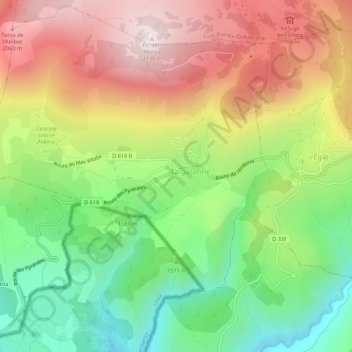 Topografische Karte Veinat de Baix, Höhe, Relief