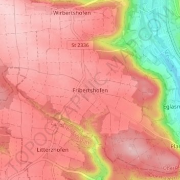 Topografische Karte Fribertshofen, Höhe, Relief