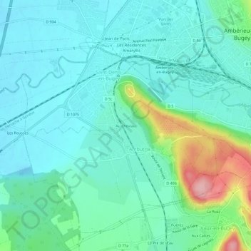 Topografische Karte Au Cheviau, Höhe, Relief