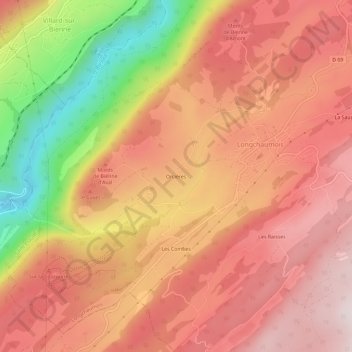 Topografische Karte Orcières, Höhe, Relief