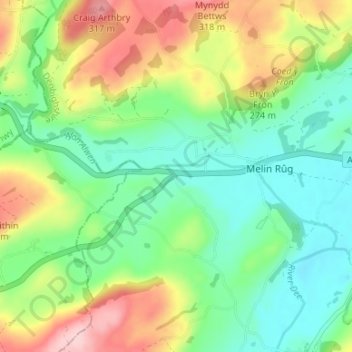 Topografische Karte Druid, Höhe, Relief