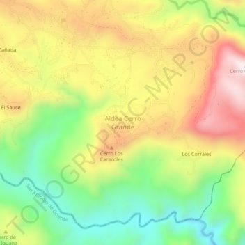 Topografische Karte Aldea Cerro Grande, Höhe, Relief