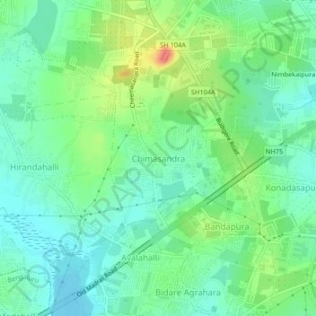 Topografische Karte Chimasandra, Höhe, Relief