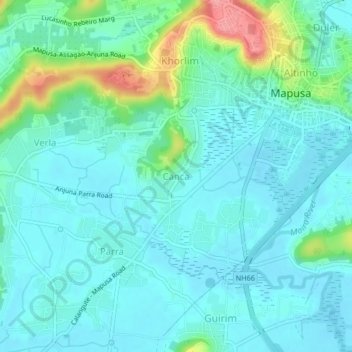 Topografische Karte Canca, Höhe, Relief