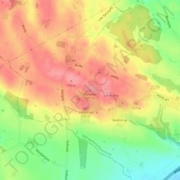 Topografische Karte Møllehøj, Höhe, Relief