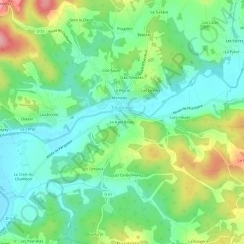 Topografische Karte Le Haut Bourg, Höhe, Relief