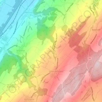 Topografische Karte Cerniaz, Höhe, Relief