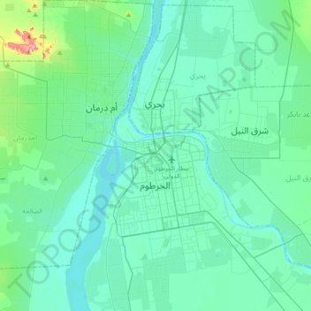 Topografische Karte Khartum, Höhe, Relief