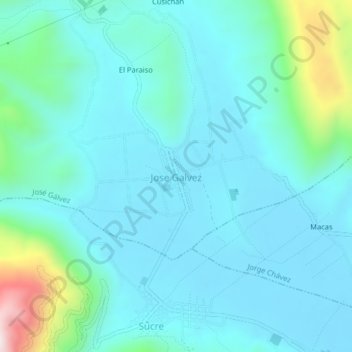 Topografische Karte Jose Galvez, Höhe, Relief