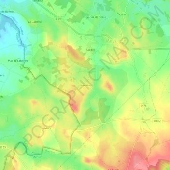 Topografische Karte Laumière, Höhe, Relief