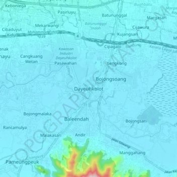 Topografische Karte Dayeuhkolot, Höhe, Relief