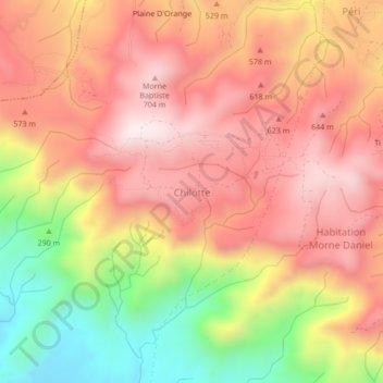Topografische Karte Chilotte, Höhe, Relief