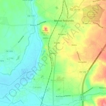 Topografische Karte Montijos, Höhe, Relief
