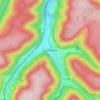 Topografische Karte Calmbach, Höhe, Relief