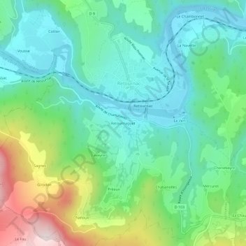 Topografische Karte Retournaguet, Höhe, Relief