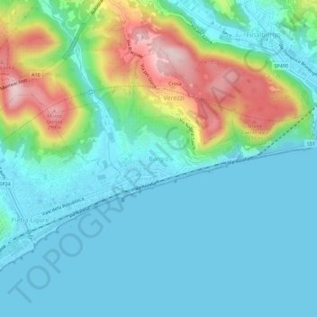 Topografische Karte Borgio, Höhe, Relief