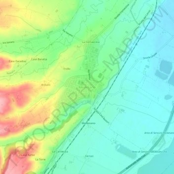 Topografische Karte Medesano, Höhe, Relief