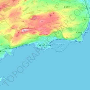 Topografische Karte Burntisland, Höhe, Relief