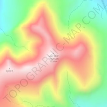 Topografische Karte Mad Wolf Mountain, Höhe, Relief
