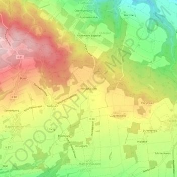 Topografische Karte Helsighausen, Höhe, Relief