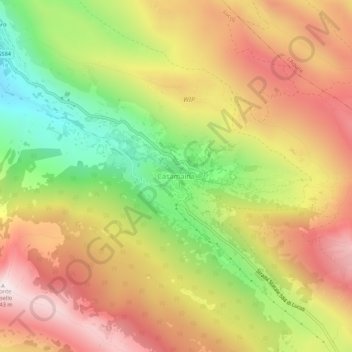 Topografische Karte Casamaina, Höhe, Relief