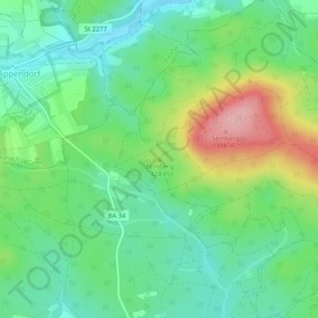 Topografische Karte Zentberg, Höhe, Relief