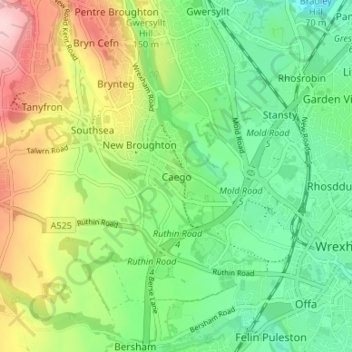 Topografische Karte Caego, Höhe, Relief